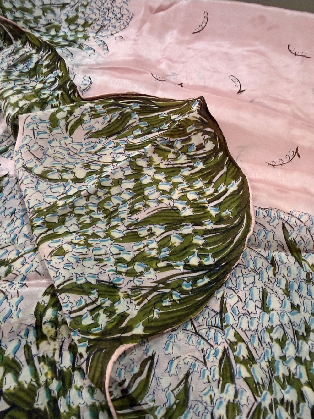Carol Stanley Pink Botanical Print Silk Scarf made in Japan VINTAGE - Picture 14 of 16